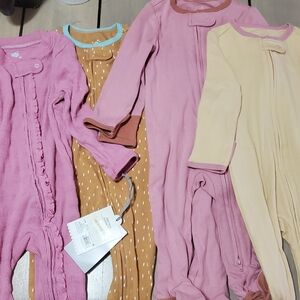 Pink and Tan Baby Onesies Set